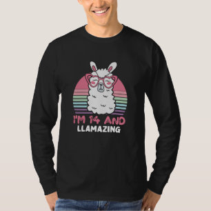 Funny Adorable Llama 14th Birthday Gift For Women T-Shirt