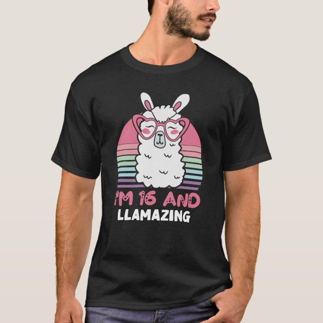 Funny Adorable Llama 16th Birthday Gift For Women T-Shirt (Front)
