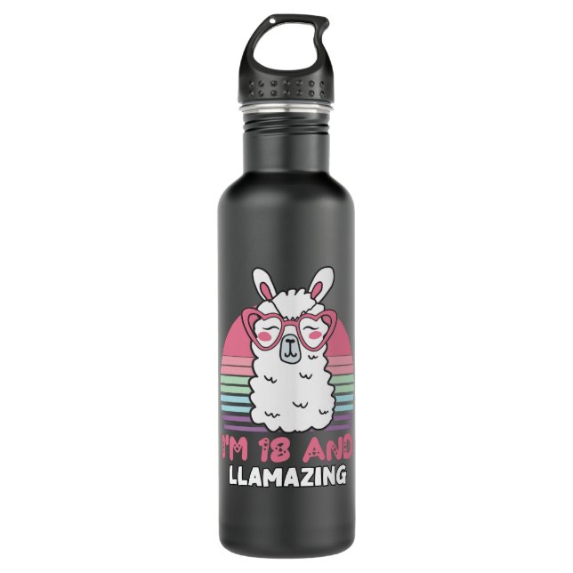 Funny Adorable Llama 18th Birthday Gift For Women 710 Ml Water Bottle (Front)