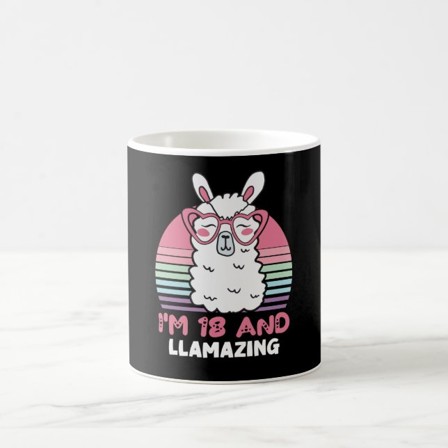 Funny Adorable Llama 18th Birthday Gift For Women Coffee Mug (Center)