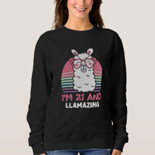 Funny Adorable Llama 21st Birthday Gift For Women Sweatshirt