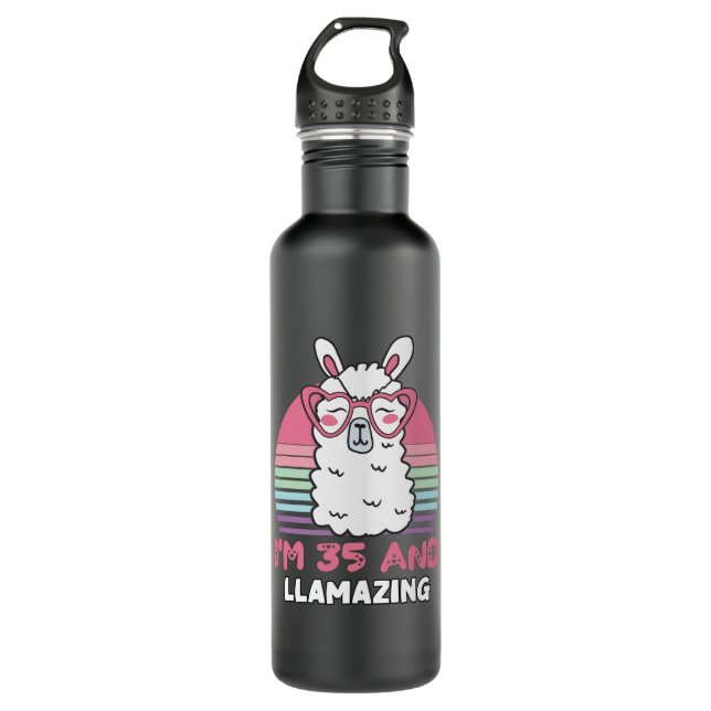Funny Adorable Llama 35th Birthday Gift For Women 710 Ml Water Bottle (Front)