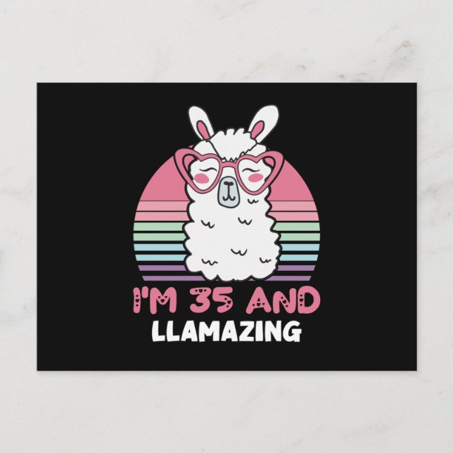 Funny Adorable Llama 35th Birthday Gift For Women Postcard (Front)