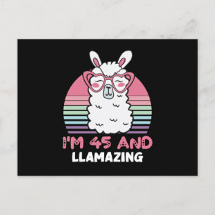 Funny Adorable Llama 45th Birthday Gift For Women Postcard