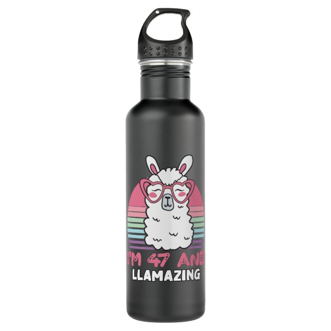  Funny Adorable Llama 47th Birthday Gift For Women 710 Ml Water Bottle (Front)