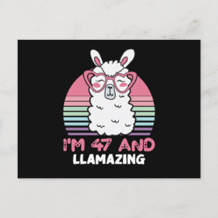  Funny Adorable Llama 47th Birthday Gift For Women Postcard