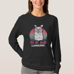 Funny Adorable Llama 47th Birthday Gift For Women T-Shirt
