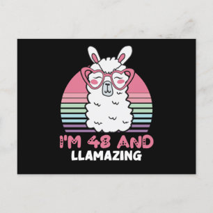 Funny Adorable Llama 48th Birthday Gift For Women Postcard