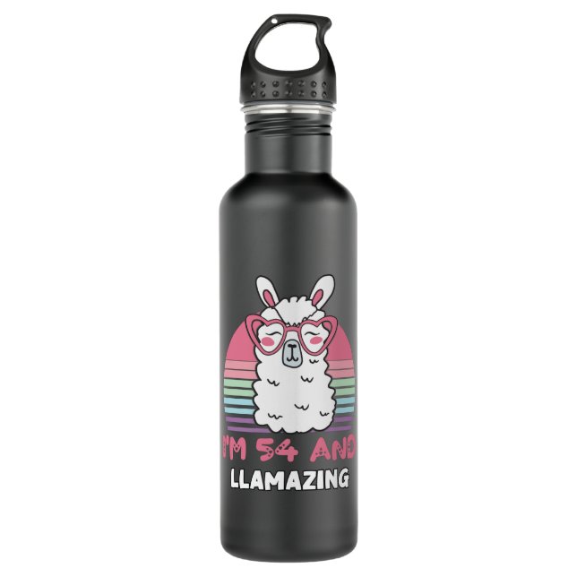 Funny Adorable Llama 54th Birthday Gift For Women 710 Ml Water Bottle (Front)