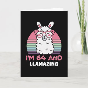 Funny Adorable Llama 64th Birthday Gift For Women Card