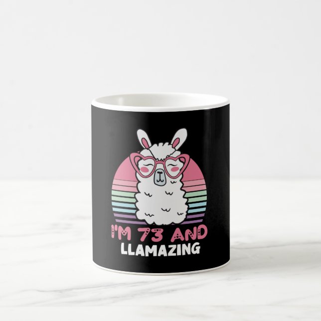 Funny Adorable Llama 73rd Birthday Gift For Women Coffee Mug (Center)