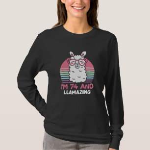 Funny Adorable Llama 74th Birthday Gift For Women T-Shirt