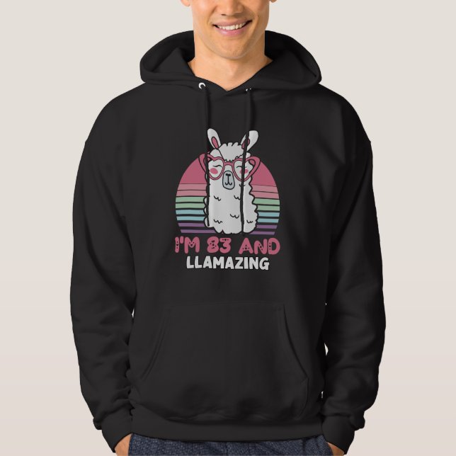 Funny Adorable Llama 83rd Birthday Gift For Women Hoodie (Front)