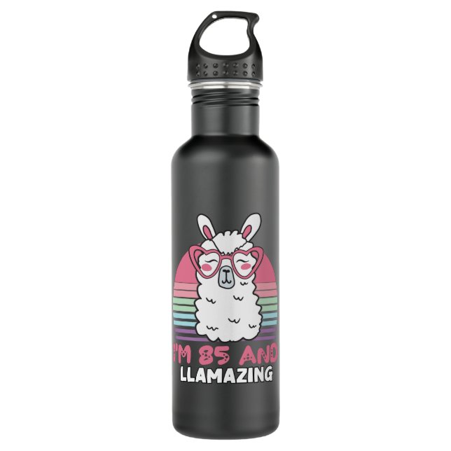 Funny Adorable Llama 85th Birthday Gift For Women 710 Ml Water Bottle (Front)