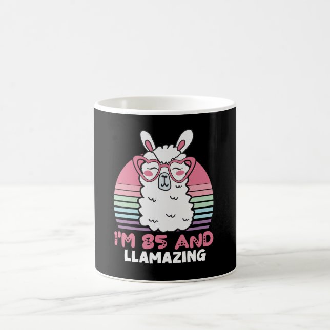 Funny Adorable Llama 85th Birthday Gift For Women Coffee Mug (Center)