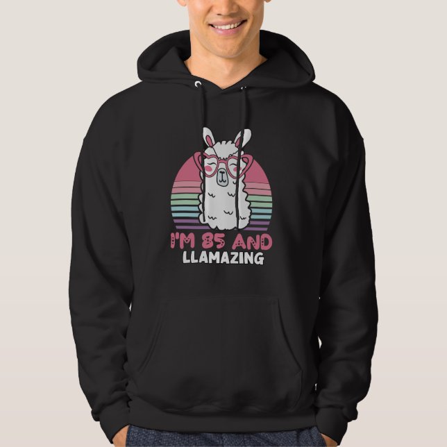 Funny Adorable Llama 85th Birthday Gift For Women Hoodie (Front)