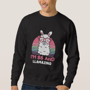 Funny Adorable Llama 86th Birthday Gift For Women Sweatshirt