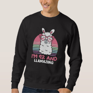 Funny Adorable Llama 92nd Birthday Gift For Women Sweatshirt