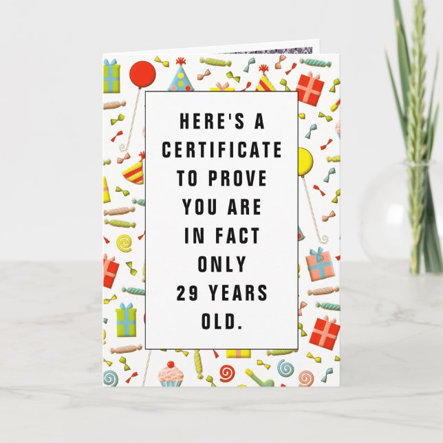 Funny Adult Birthday Certificate Card (Front)