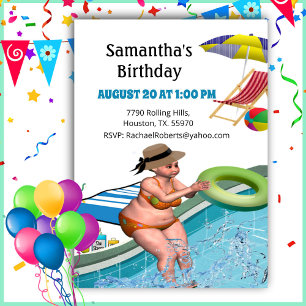 Funny Adult Pool Party Birthday Invitation