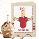 Funny Adult Son Cartoon Modern Sweet Birthday  Card<br><div class="desc">This funny and sweet cartoon card is a fun way to wish your son a happy birthday.  Let him know that he is five stars to you!</div>