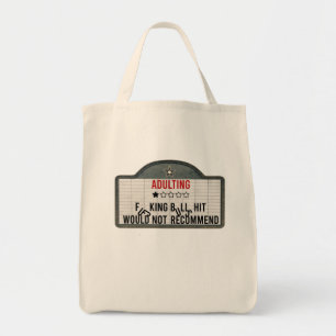 Funny Adulting One Star Review Cinema Sign Tote Bag