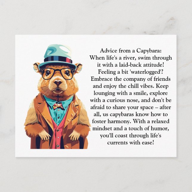 Funny Advice From A Capybara Postcard (Front)