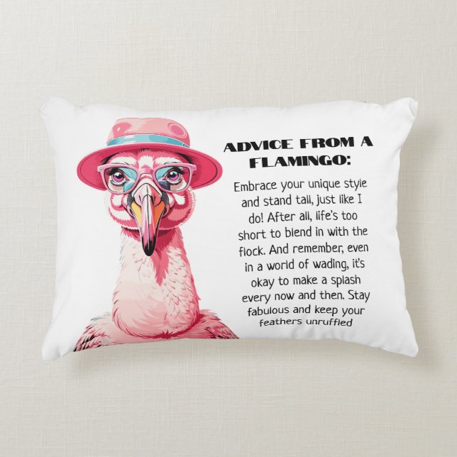 Funny Advice From A Flamingo Decorative Cushion (Front)