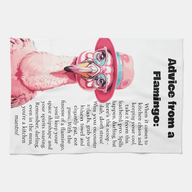 Funny Advice From A Flamingo Tea Towel (Horizontal)