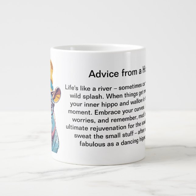 Funny Advice From A Hippo Large Coffee Mug (Front)