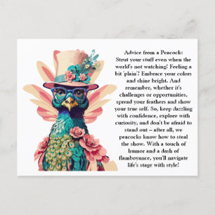 Funny Advice From A Peacock Postcard