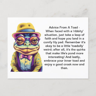 Funny Advice From A Toad Postcard