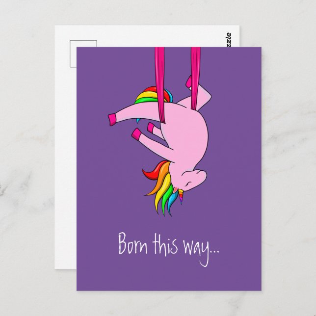 Funny Aerial Silks Unicorn Born This Way Postcard (Front/Back)