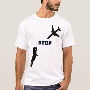Funny Aeroplane Pilot Cat Husband Wife T-Shirt