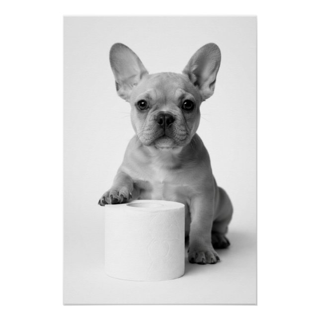 Funny Aesthetic French Bulldog Toilet Paper Photo Poster (Front)