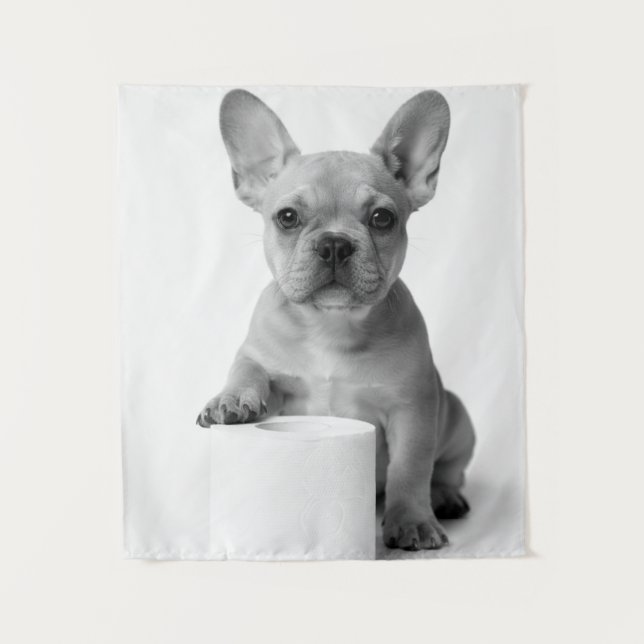 Funny Aesthetic French Bulldog Toilet Paper Photo Tapestry (Front)
