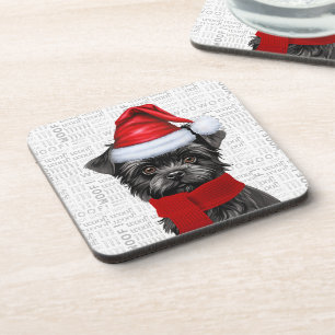 Funny Affenpinscher Dog Woof Word Art Holiday Coaster