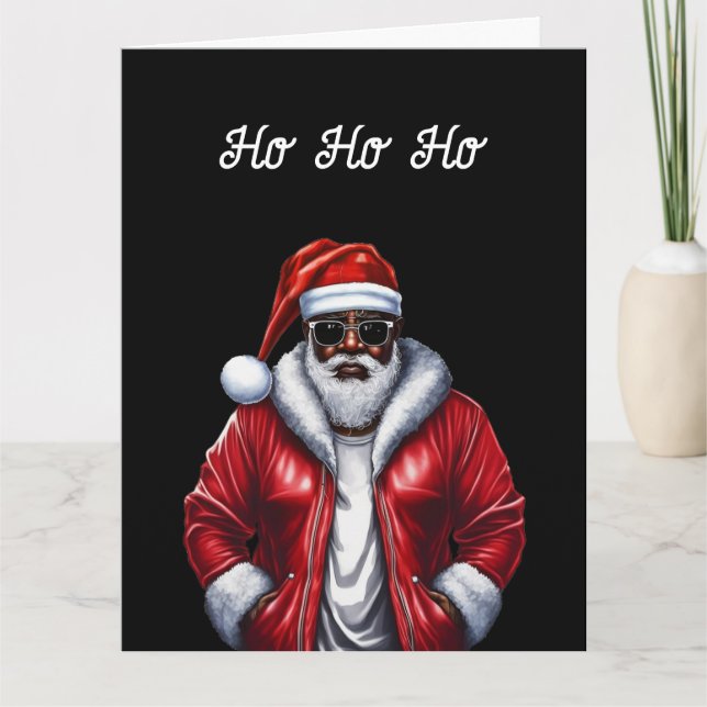  Funny  African American Black Santa Christmas Card (Front)