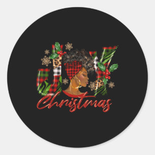 Funny African American Joy Christmas Black Woman A Classic Round Sticker