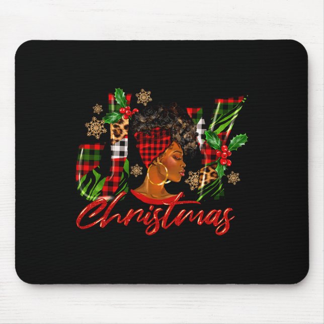 Funny African American Joy Christmas Black Woman A Mouse Pad (Front)
