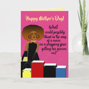 Funny African American Shopping Mother's Day Card