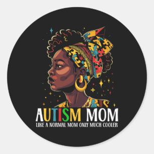 Funny African Black Autism Mum Afro Mother Autism Classic Round Sticker