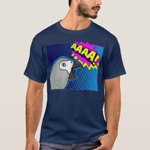 Funny African Grey Comic Screaming Parrot Birb T-Shirt