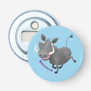 Funny african warthog pig cartoon illustration bottle opener