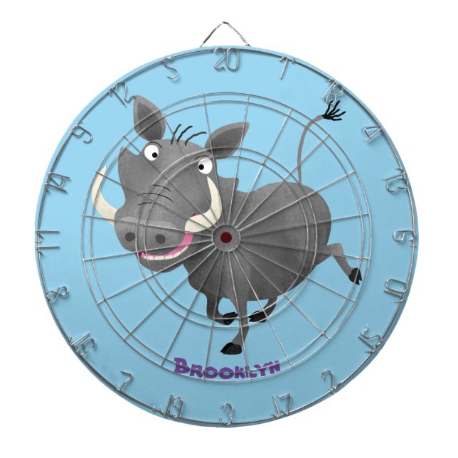 Funny african warthog pig cartoon illustration dartboard (Front)