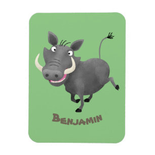 Funny african warthog pig cartoon illustration magnet