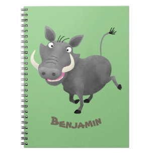 Funny african warthog pig cartoon illustration notebook