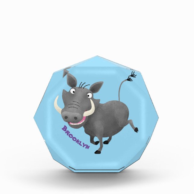 Funny african warthog pig cartoon illustration photo block (Front)