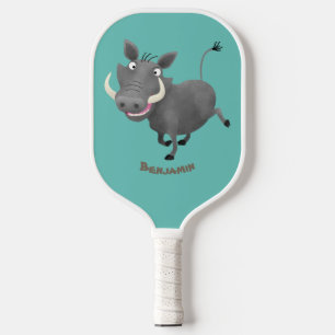 Funny african warthog pig cartoon illustration pickleball paddle