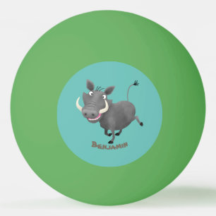 Funny african warthog pig cartoon illustration ping pong ball